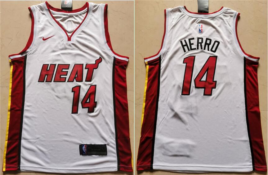 Men Miami Heat #14 Herro White Nike Game NBA Jerseys->miami heat->NBA Jersey